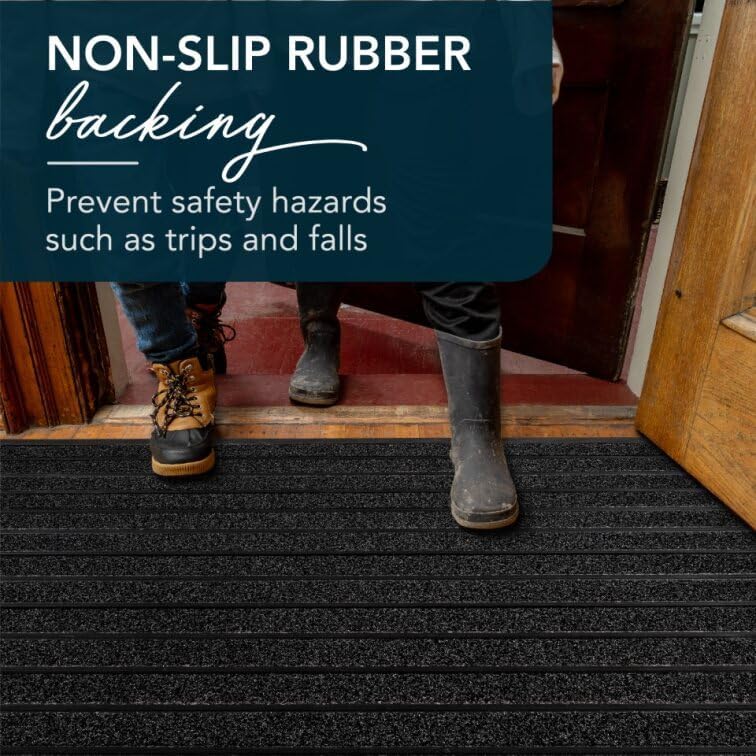 ubdyo Extra Durable Door Mat - Dirt Trapping Outdoor Welcome Mats - Non-Slip Outdoor Indoor Entrance - Low Profile Front Doormat (30" x 17", Bright Brown)