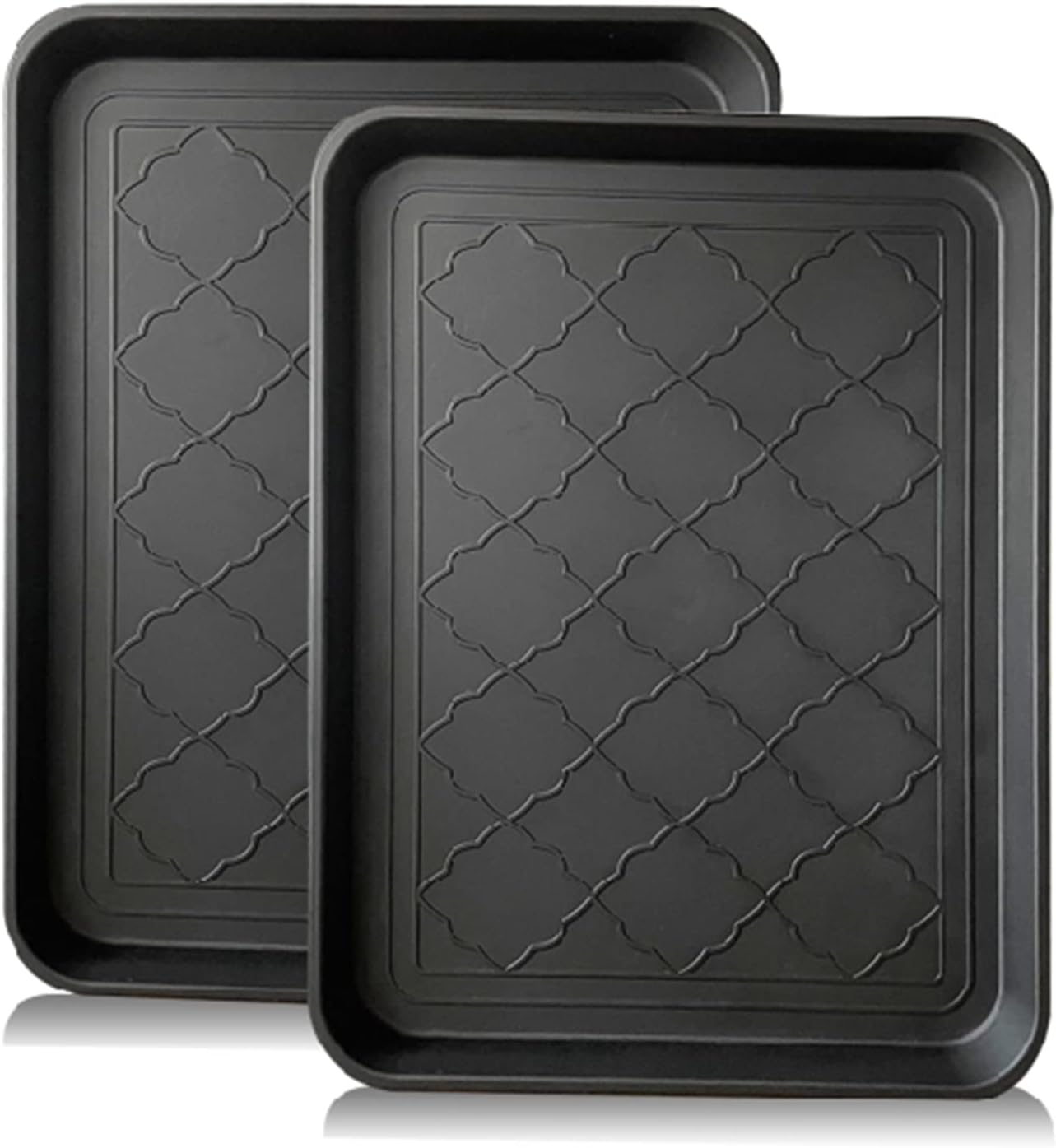 PetLike Boot Tray for Entryway Indoor, Pet Food Mat Tray, 16.7 x 12.8 inch 2 Packs, Waterproof Rubber Mat for Boots, Shoes, Pets, Garden
