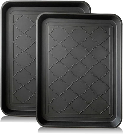PetLike Boot Tray for Entryway Indoor, Pet Food Mat Tray, 16.7 x 12.8 inch 2 Packs, Waterproof Rubber Mat for Boots, Shoes, Pets, Garden