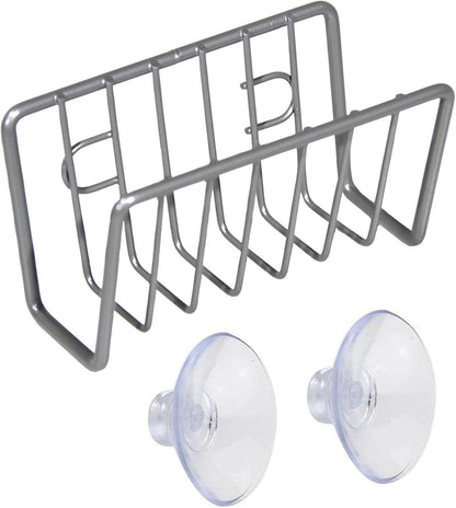 Sponge Rack – Iron and Stainless Steel 11x6x6 Cm | No-Drill Dishcloth Rack | Wall-Mounted Storage Holder for Kitchen Sink Organization to Hold Sponges, Dishcloths, and Cleaning Tools with Durable