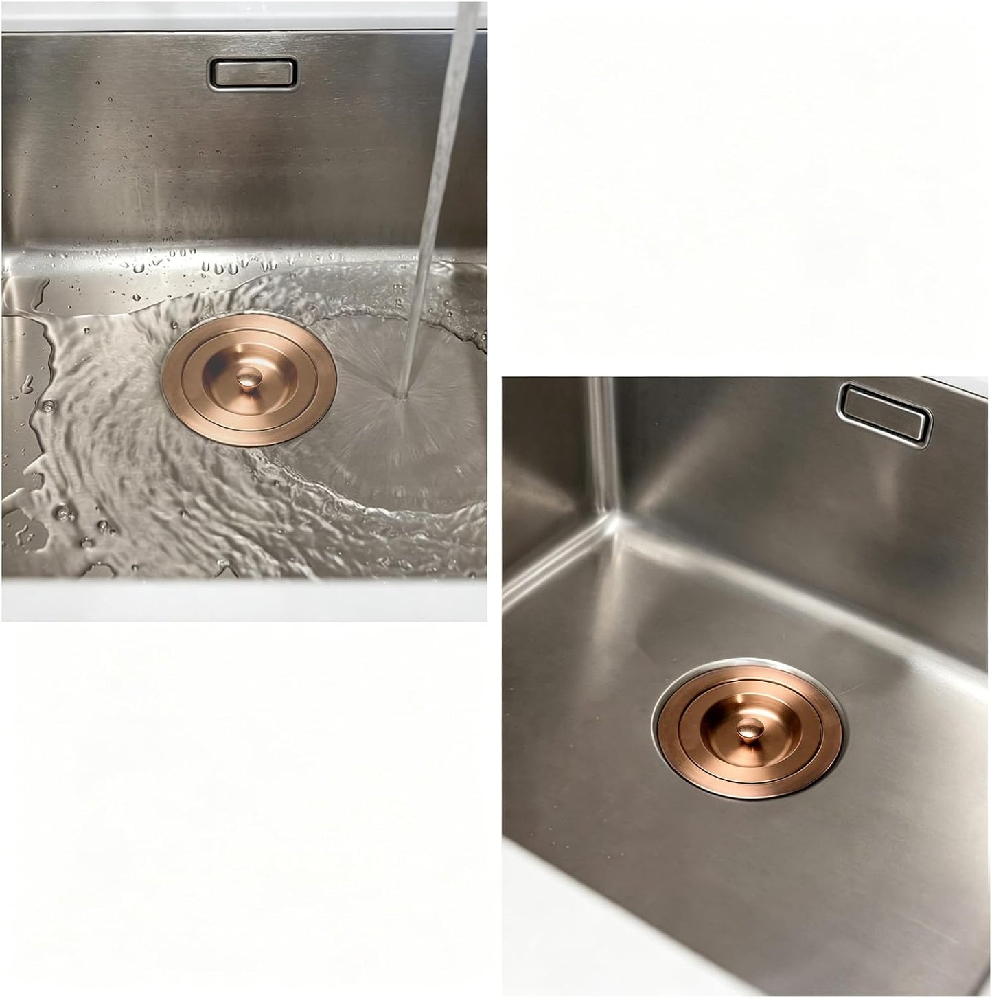 3-1/2 Inch Sink Drain Assembly Kit, Removable Deep Sink Strainer Basket with Sink Stopper/Sealing Lid for Home, Kitchen, Stainless Steel