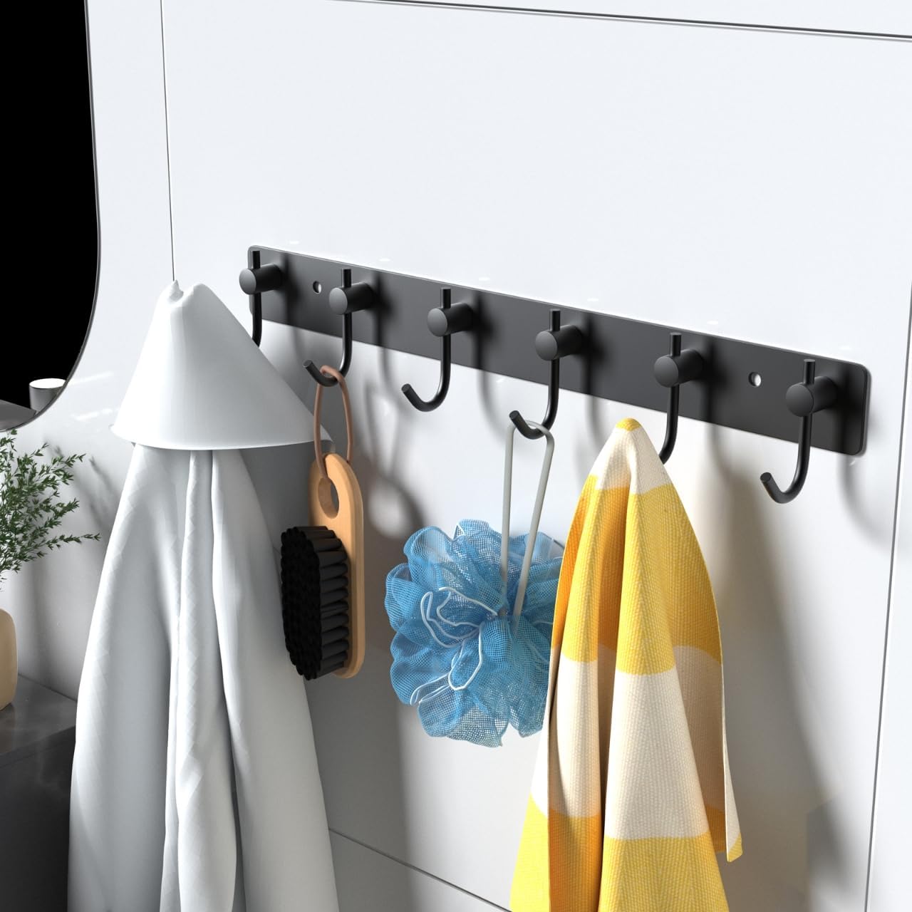 VAEHOLD Black Hat and Coat Wall Mount Rack - 3 Hooks for Robes, Bags, Keys, and Towels - Bathroom Towel Hanger Organizer (1 Pack)