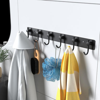 VAEHOLD Black Hat and Coat Wall Mount Rack - 3 Hooks for Robes, Bags, Keys, and Towels - Bathroom Towel Hanger Organizer (1 Pack)
