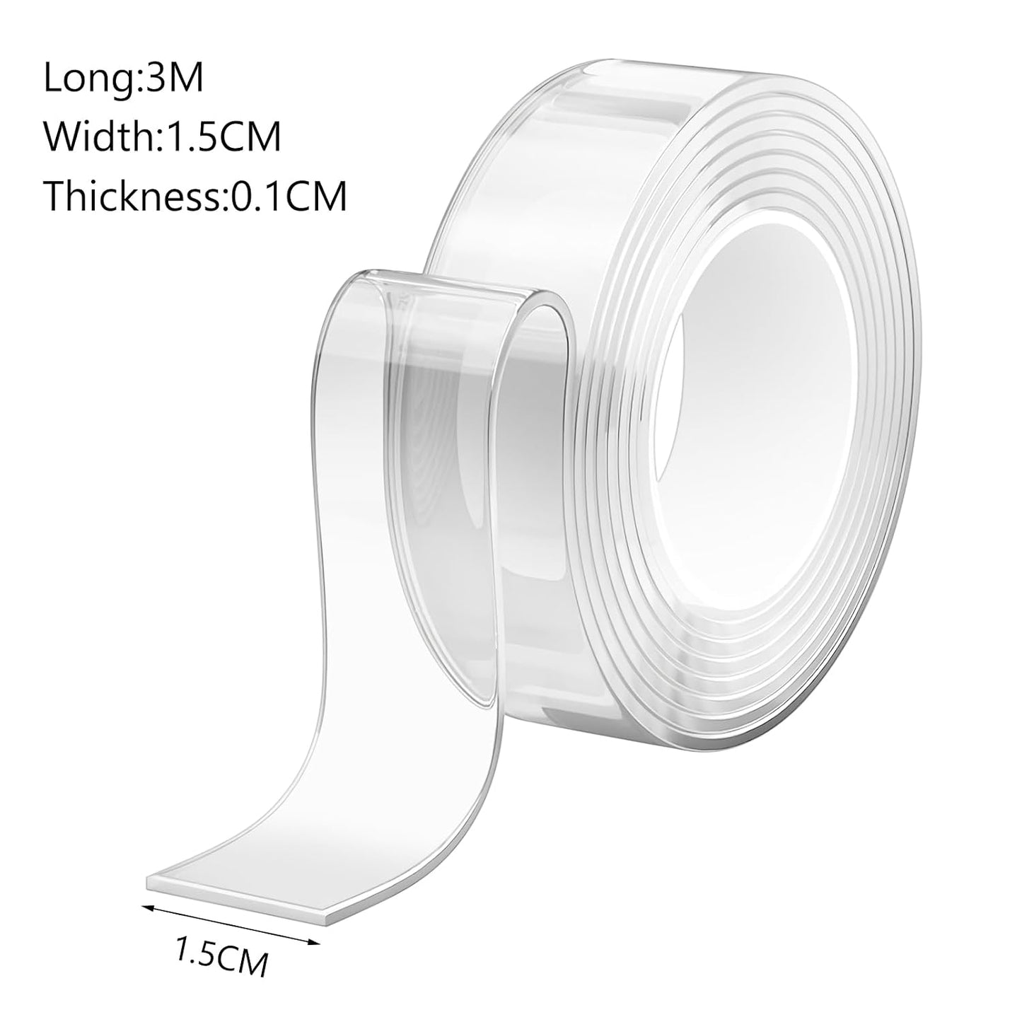 2 Rolls Nano Double Sided Clear Tape Heavy Duty - Removable & Washable, Wall/Car/Home Mounting Strips (Clear, L:100cm,W:3.0cm)