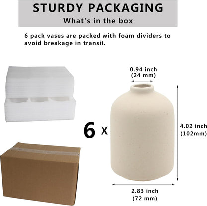 YANLING 6 Pack White Vase Small Ceramic Vases for Decor, Bud Vases | for Centerpieces White Vases for Flowers Boho Home Decor, Pampas Grass Dried Flowers Vases