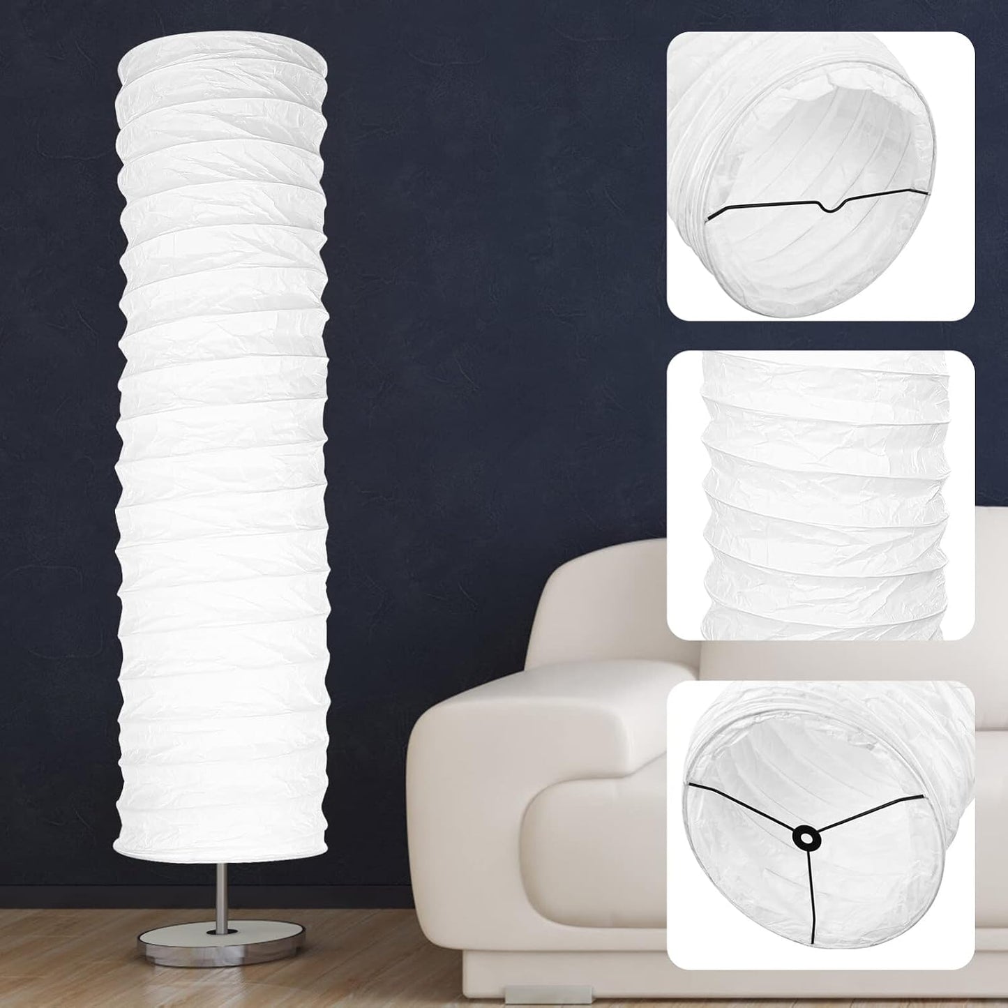 STOBOK Rice Paper Floor Lamp Shade Nordic Style Table Light Cover Floor Standing Lampshade Protector Cover Replacement for Home Hotel Bedside Desk Table Wall Floor Lamp