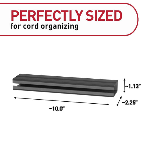 Command Cord Organizer Channel, 1 Channel with 8 Strips, 10" Cord Storage Space, Black, Great for Damage-Free Electronics Organization Under Desk or Wall Mount