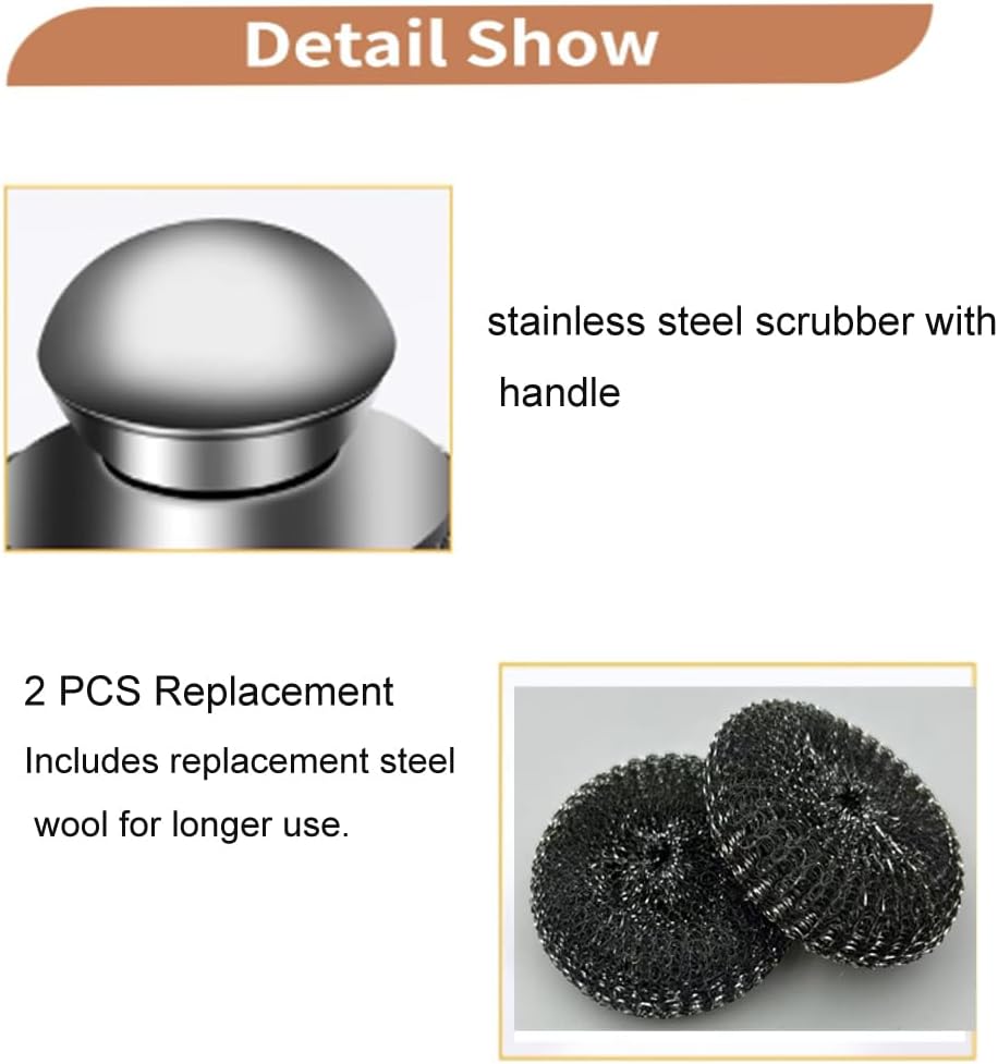 Steel Wool Scrubber, Oven Cleaner Brush, Stainless Steel Scrubber and Crevice Brushes Cleaning Set for Dishes, Iron, Pots, Stoves, Barbecue Grills, Sink