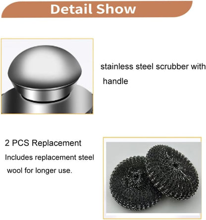 Steel Wool Scrubber, Oven Cleaner Brush, Stainless Steel Scrubber and Crevice Brushes Cleaning Set for Dishes, Iron, Pots, Stoves, Barbecue Grills, Sink