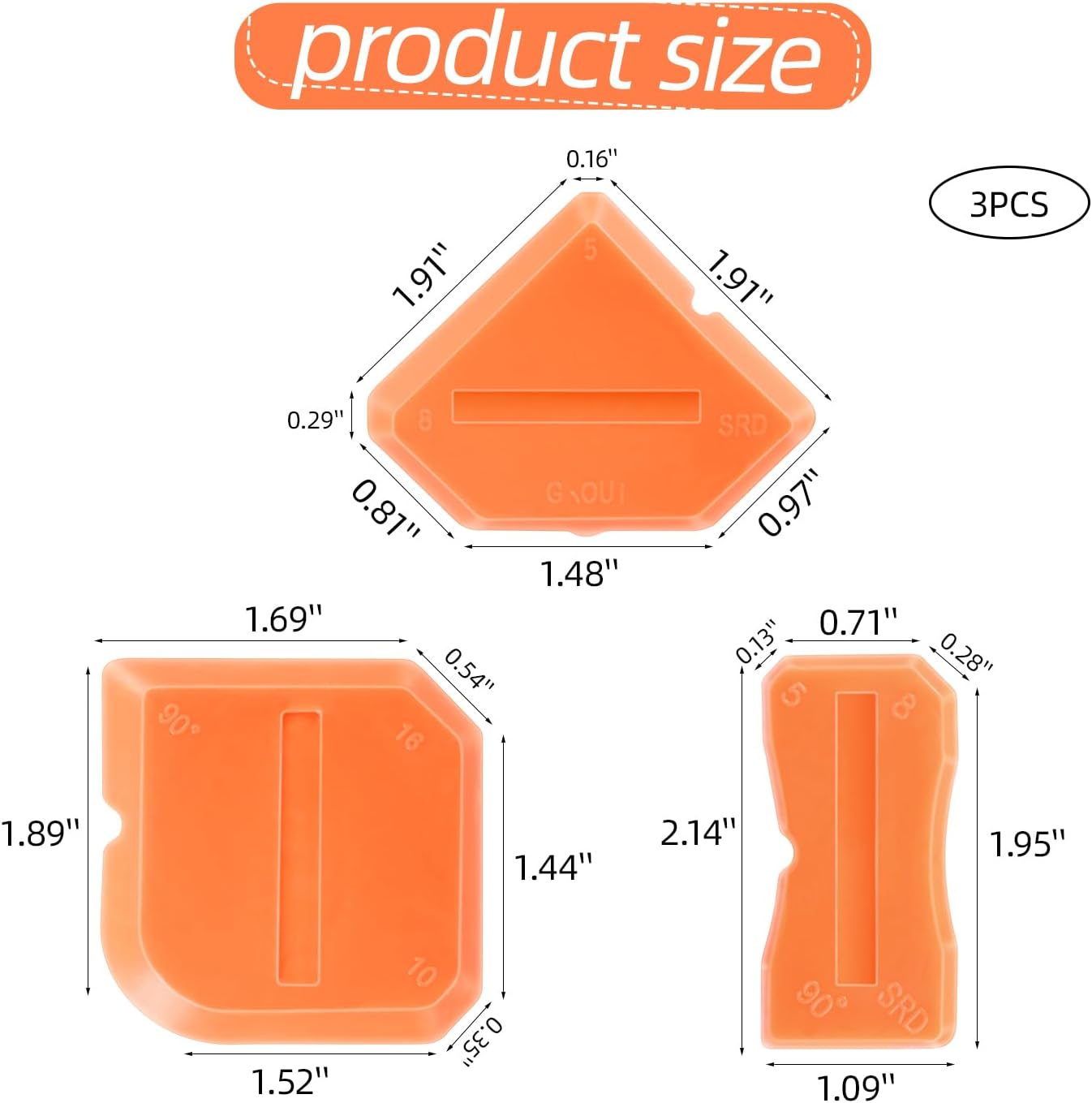 3 Pcs Silicone Caulking Tool Set, Sealant Grout Finishing Tools for Kitchen Bathroom Floor, Professional Caulking Tools Kit, Reusable caulk Smoothing Applicator, Easy to Use Caulk Finishing Tool Set.