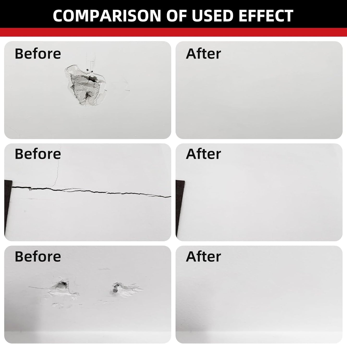 Drywall Repair Kit, Drywall Hole Patch Repair Kit Spackle Wall Repair Kit Drywall Putty for Filling Holes and Creak Damage Drywall Patch Nail Hole Filler for Walls Quick and Easy Solution