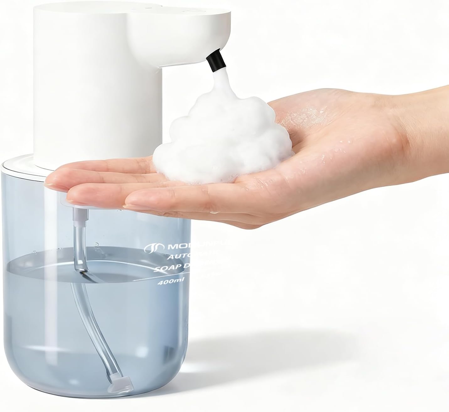 Automatic Foaming Soap Dispenser for Bathroom: 4-Level Adjustable Countertop/Wall Mount Hand Soap Dispenser, 13.5oz/400ml Type-C Rechargeable – Suitable for Kitchen, Bathroom, Office, Hotel (Black)