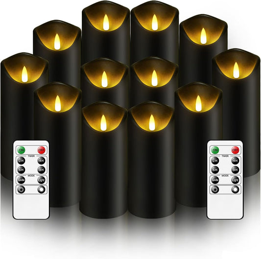 Nimiko Flameless Candles with Remote, Battery Operated Flickering Flameless Candles, LED Candles with Timer 2/4/6/8H, with Realistic LED Candles Set of 9 (D3 x H 3" 4" 5" 6" 7") (White)