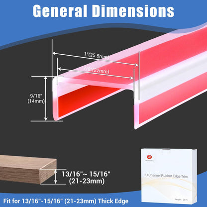 Clear Rubber Edge Trim, Self-Adhesive Silicone Edge Trim, Edge Protector for Sheet Metal, Glasses or Flexi Glasses, Silicone Rubber Material, Transparent Color, Fit 1/4"(6mm), U Channel Edge Guard