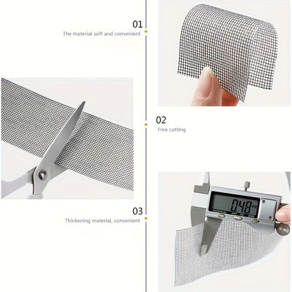 1PC Heavy-Duty Grid Mesh Tape - Self-Adhesive Sash Repair & Window Screen Tape with Super Strong Hold, Good Light Transmission & Weather Resistance for DIY & Home Repair (1PC)