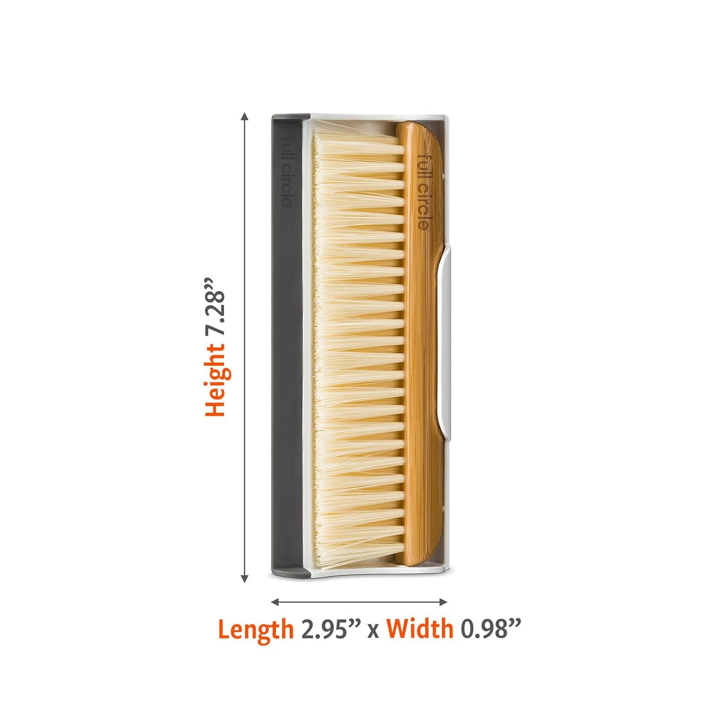 Full Circle Counter Clearer Sweep & Squeegee Tool, Countertop Sweep and Squeegee, Mini Portable Brush, Compact Storage, Sustainable Bamboo Handle