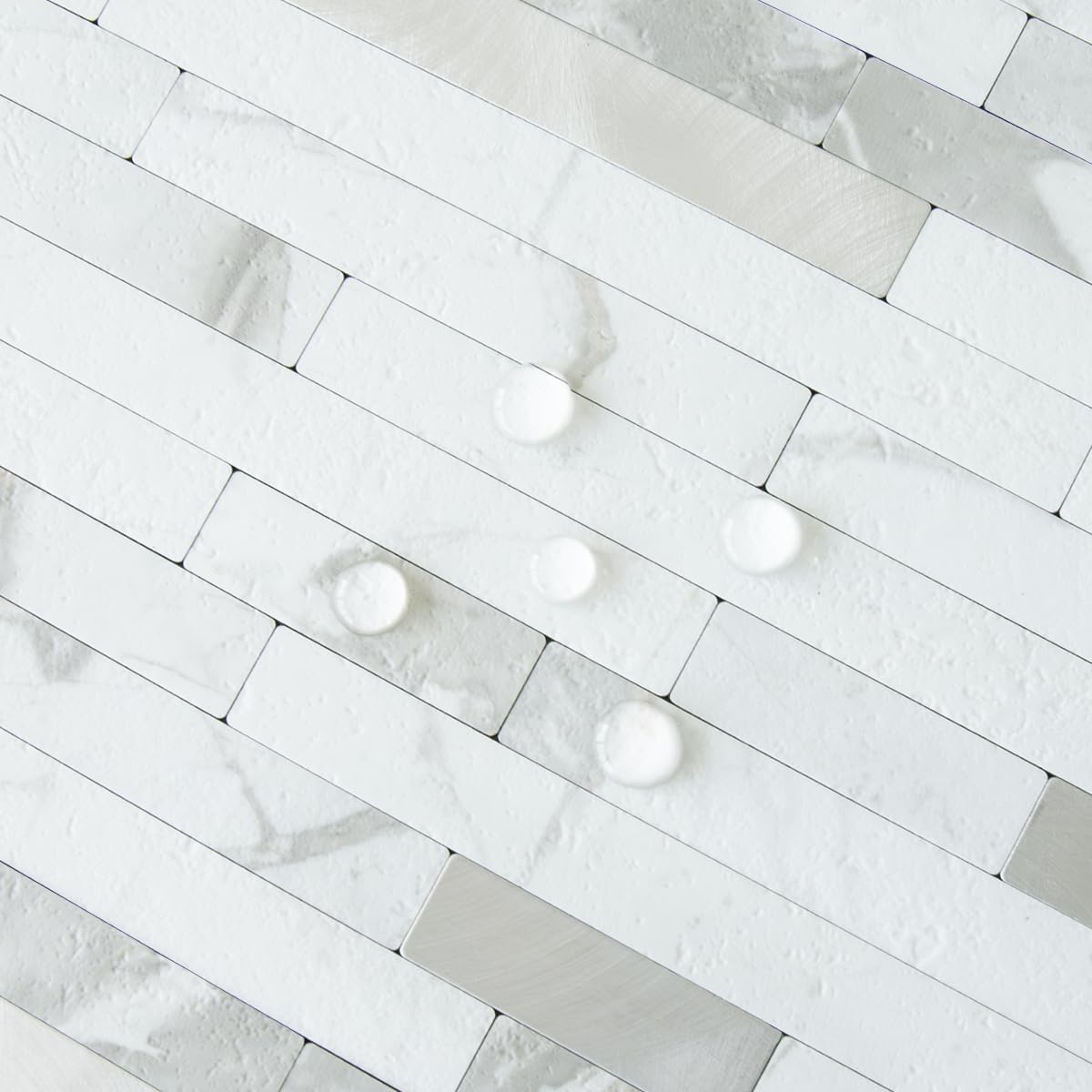 AULIGET 20 Sheets Peel and Stick Backsplash, Black & Grey Wood Look PVC Mixed Metal Stick on Backsplash Tiles for Kitchen