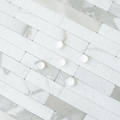 AULIGET 20 Sheets Peel and Stick Backsplash, Black & Grey Wood Look PVC Mixed Metal Stick on Backsplash Tiles for Kitchen