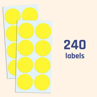 2" Round Large Colored Moving Stickers Labels - 10 Colors, Pack of 240