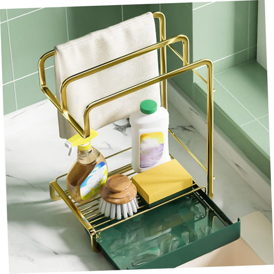 Wall Hanging Kitchen Drain Rack Practical Storage Stand for Duster Cloth Cleaning Sponge Lightweight Material with Water Tray for Easy Access and Drying Kitchen