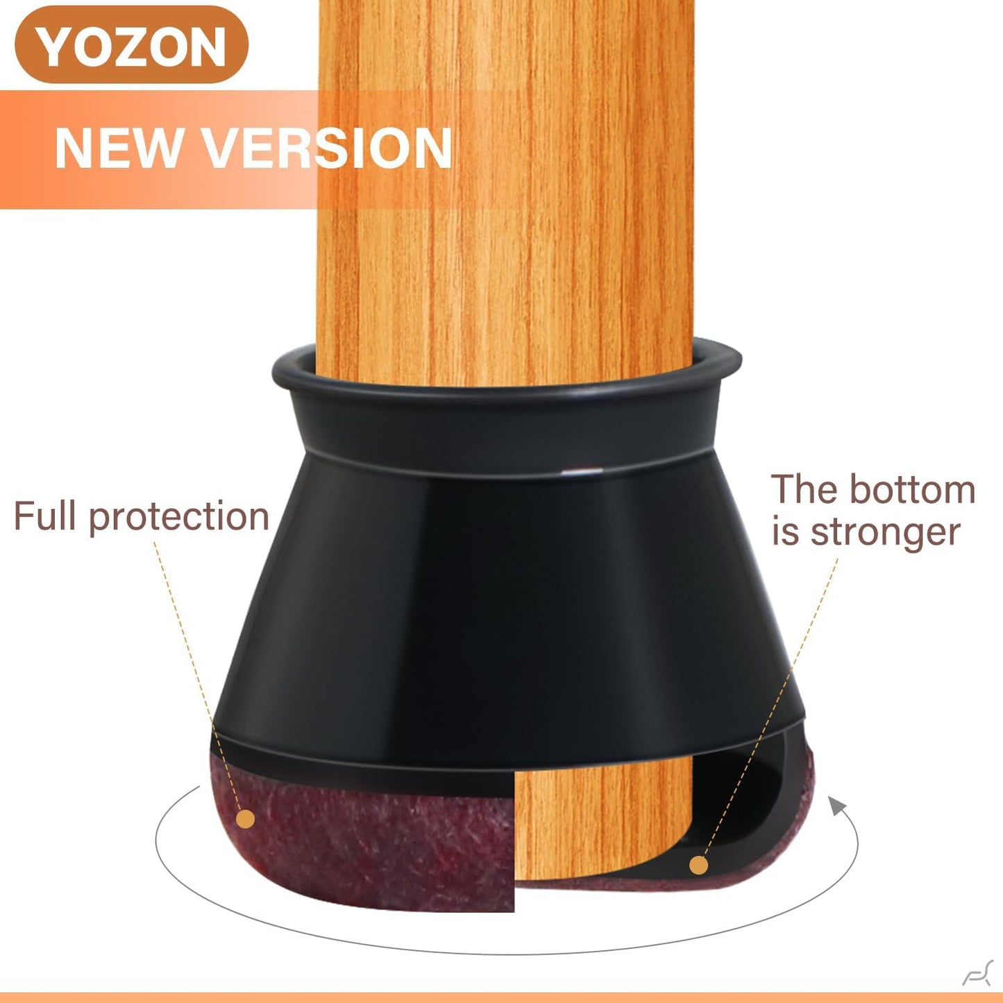 YOZON Chair Leg Floor Protectors Felt Furniture Pads Silicone Caps | Chair Leg Protectors for Hardwood Floors 32 Pack Anti-Scratch Reduce Noise Clear Round Medium Fit 3/4" to 1-3/16" (19-30mm)