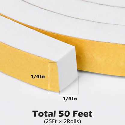 ToLanbbt White Door Window Weather Stripping Self Adhesive Foam Tape High Density Foam Sealing Strip Window Insulation Weatherproof Gasket Tape for Doors and Windows (1/2" W X 1/8" T X 16.5')
