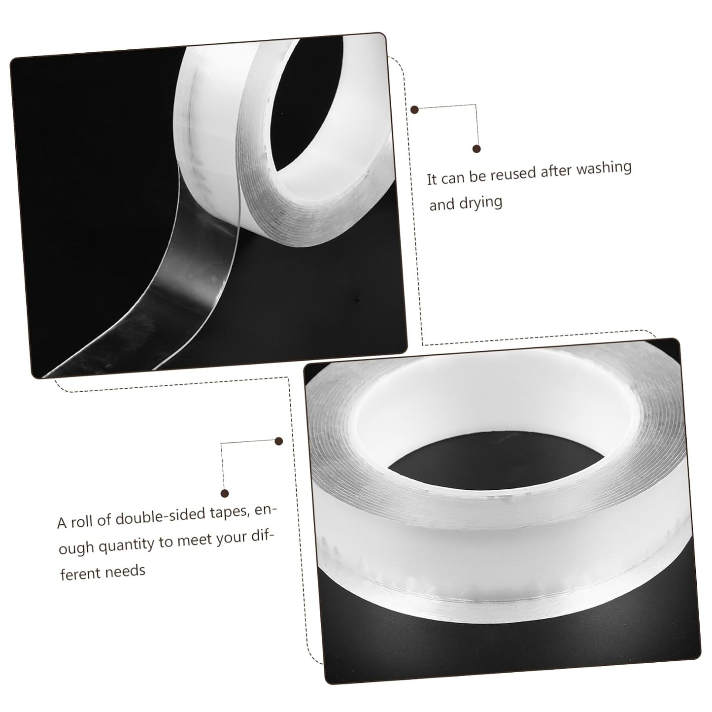 Homoyoyo 1Roll Double Sided Nano Tape Fixing Sticker Strong Adhesive Transparent Wall Mounting Tape Washable and Residue for Various Surfaces