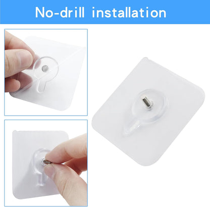 20pcs Adhesive Wall Hooks, Stainless Steel & PVC, Transparent, Heavy Duty, Waterproof, Rustproof, Oilproof | Heavy Duty, Waterproof, Rustproof, Oilproof, Non-Trace Stick