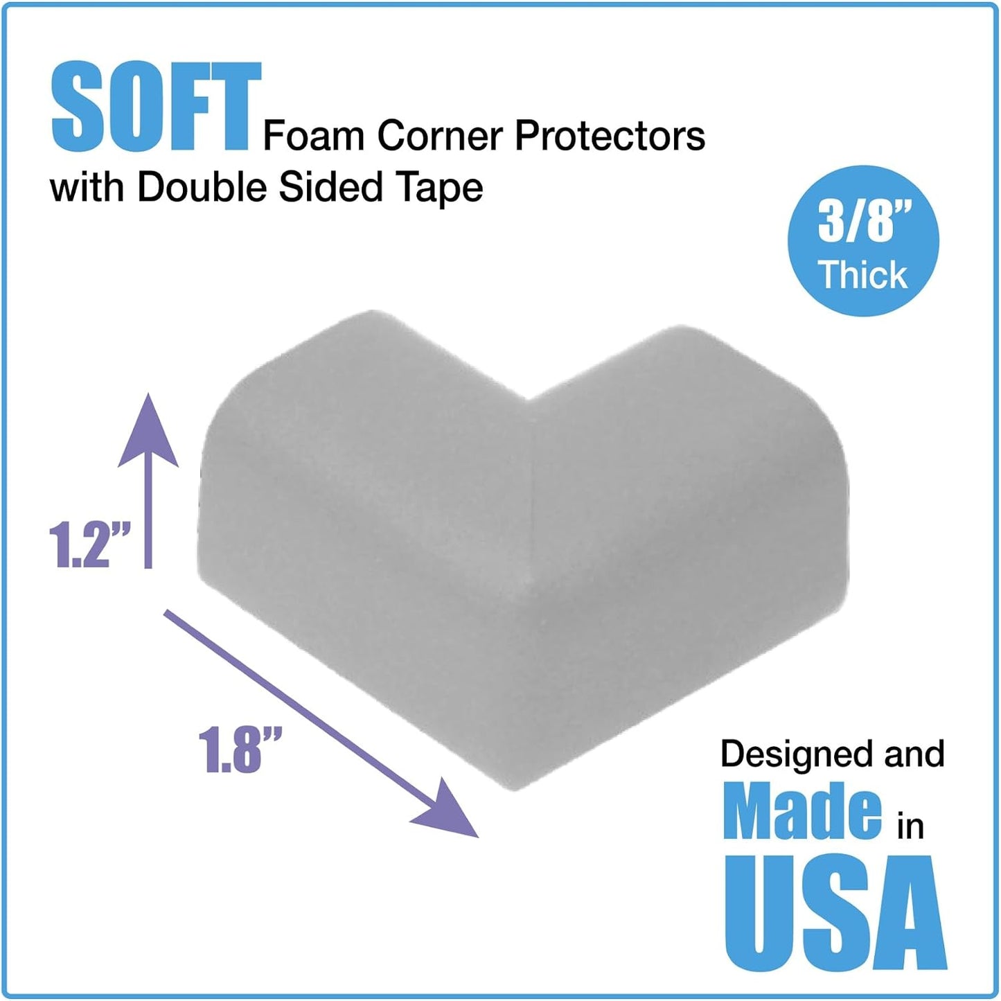 KidKusion 4-Piece Safety Corner Cushion, Black, Child Proofing Corner Guard, Made in USA, Child Safety, Home Furniture Safety Bumper, Baby Proof Table Protector, 4 Count (Pack of 1)