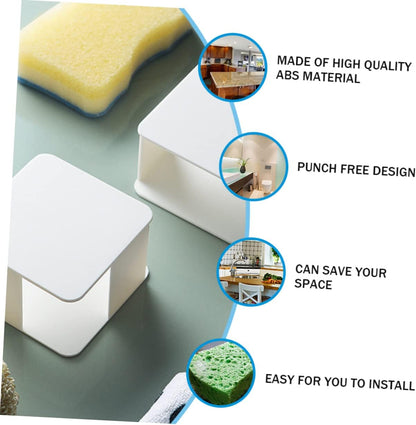 2pcs Wall-Mounted Sponge Drain Rack for Kitchen Sink Quick-Drying Storage Holder for Dishcloths and Cleaning Sponges No-Drill Material Design