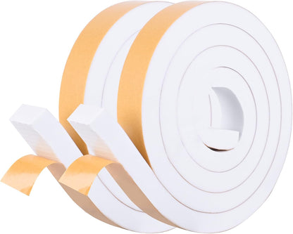 Self Adhesive Foam Tape Weatherstrip 1/2in x 1/4in x 42Ft High Density Foam Insulation Strips Foam Seal Weather Stripping with Strong Adhesive for Door and Window Sound Isolation Soundproofing, White