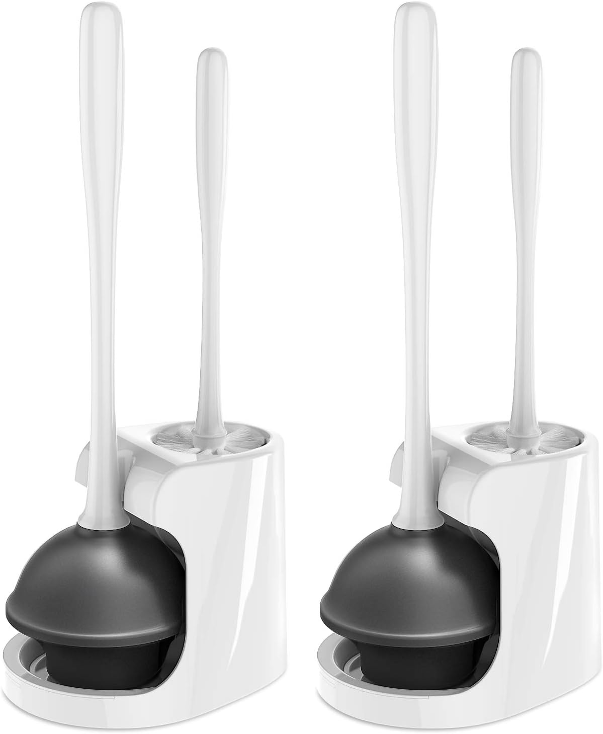 MR.SIGA Toilet Plunger and Bowl Brush Combo for Bathroom Cleaning, Black, 2 Sets
