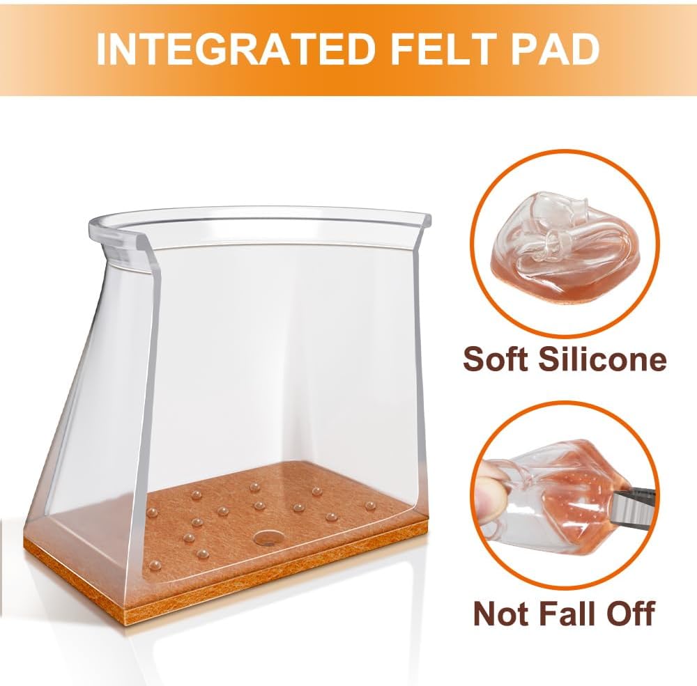 VIUME 24 Pcs Chair Leg Floor Protectors for Hardwood Floors Silicone Covers Felt Pads Furniture Leg Caps Anti-Scratch Reduce Noise Fit (1-5/16" to 2")