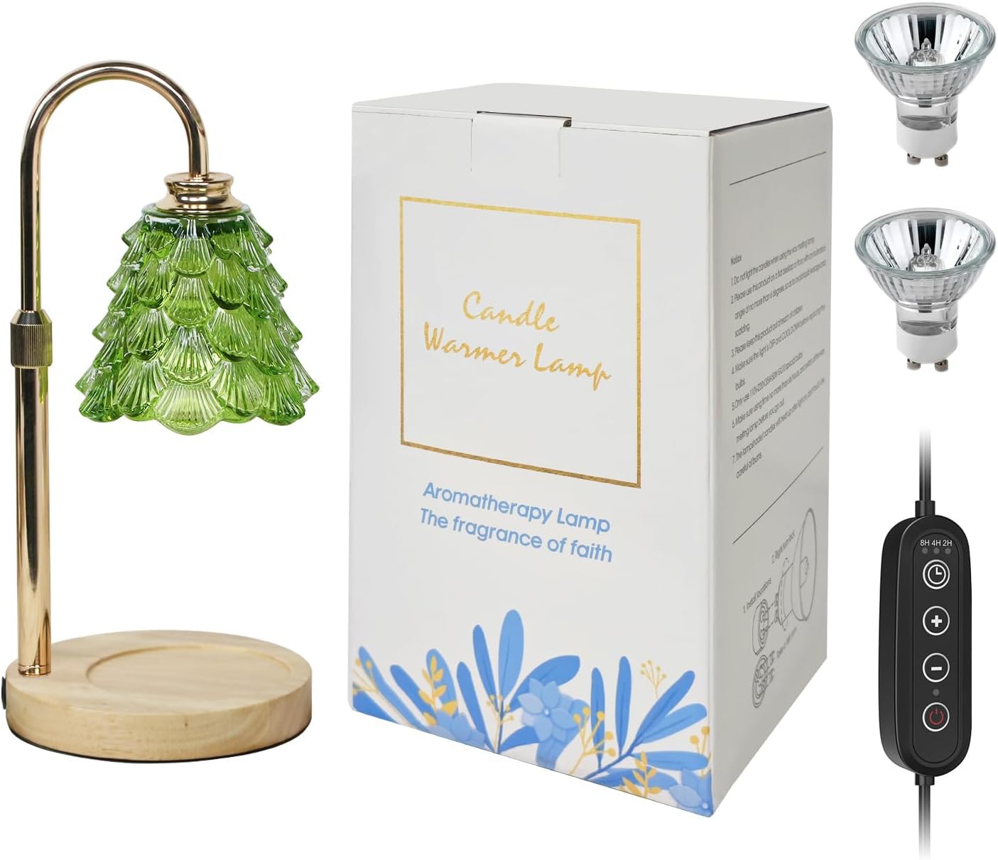 Fragrance Candle Warmer Lamp with 2 Bulbs Electric Candle Warmer with Timer & Dimmer for Home Decor