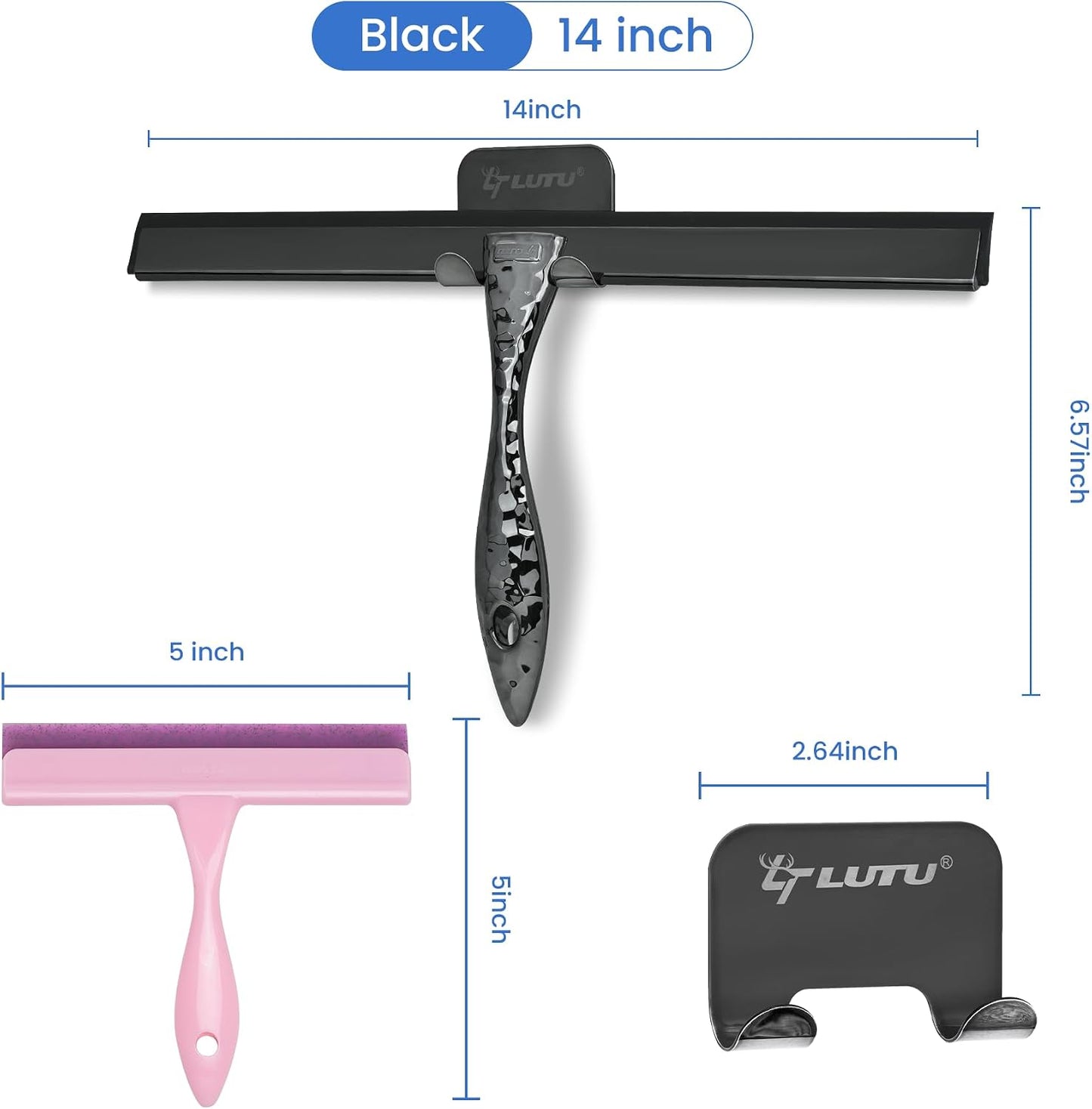 5" Silicone Shower Squeegee for Glass Doors & Car Windows - Small & Mini Size Streak-Free Cleaner, Bathroom, Mirror, Tile Scraper - Compact Pink with Hanging Hole, Kitchen Safe Water Blade