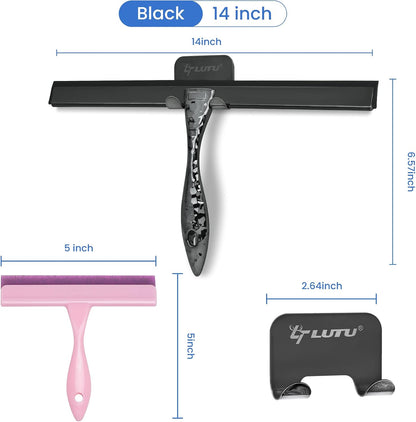 5" Silicone Shower Squeegee for Glass Doors & Car Windows - Small & Mini Size Streak-Free Cleaner, Bathroom, Mirror, Tile Scraper - Compact Pink with Hanging Hole, Kitchen Safe Water Blade