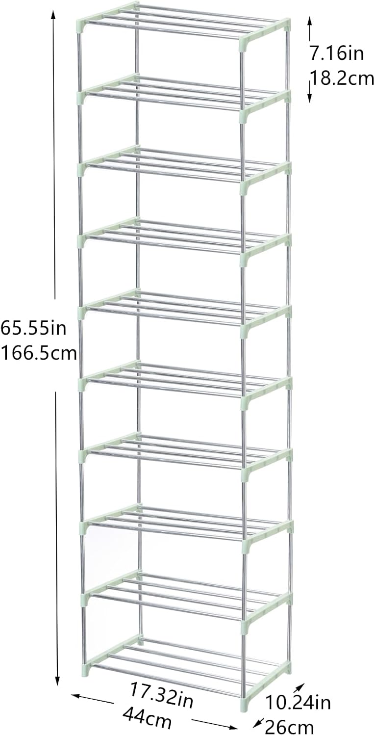 Jucaifu Stackable Small Shoe Rack, Entryway, Hallway and Closet Space Saving Storage and Organization (3-Tier, White)