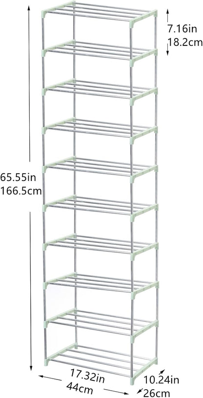 Jucaifu Stackable Small Shoe Rack, Entryway, Hallway and Closet Space Saving Storage and Organization (3-Tier, White)