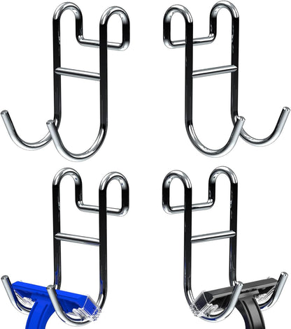 Shower Caddy With Hooks - Razor Holder and Loofah Hanger 2 Pack Silver