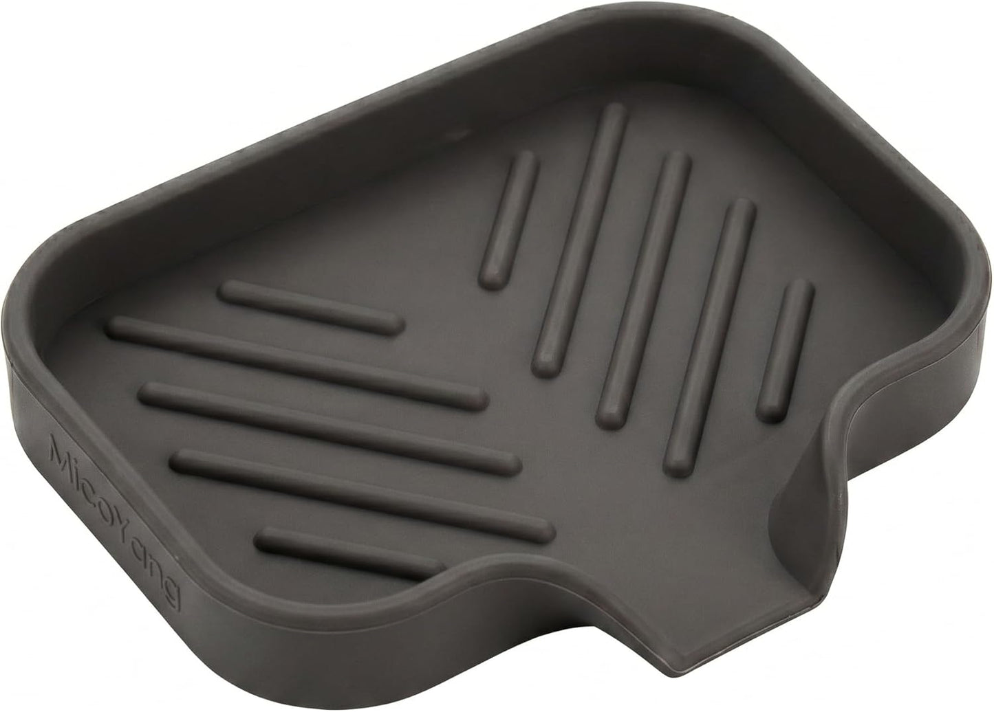 MicoYang Silicone Bathroom Soap Dishes with Drain Spout-Bathroom and Kitchen Sink Organizer,Sponge Holder,Dish Soap Tray,Perfect for Dispenser,Scrubber,Bottle,Cup on Sink or Counter-Coffee 4.9"×3.2"