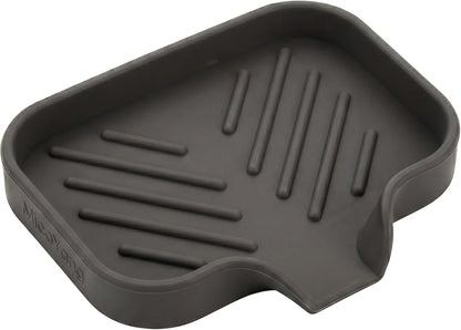 MicoYang Silicone Bathroom Soap Dishes with Drain Spout-Bathroom and Kitchen Sink Organizer,Sponge Holder,Dish Soap Tray,Perfect for Dispenser,Scrubber,Bottle,Cup on Sink or Counter-Coffee 4.9"×3.2"