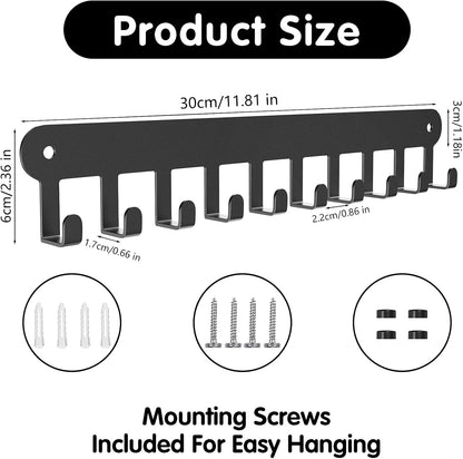 2 Pack Key Holder Wall Mount, Wall Mount Key Holder, Key Hooks Hanging Keys, Key Hanger with 8 Hooks, No-Drill Decorative White Key Rack for Living Room, Kitchen, or Bathroom