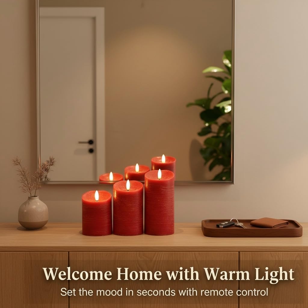 ANGELLOONG Flickering Flameless Candles, Realistic Battery Operated Candles with Remote and Timer, Set of 3 LED Candles for Room Fall Home Wedding Decor Centerpieces Table Party Valentines Decorations