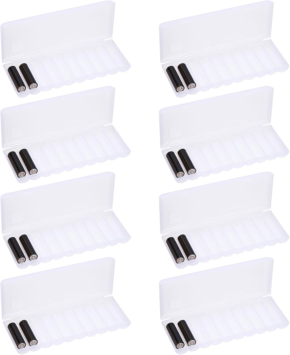 MECCANIXITY Battery Organizer Storage Box, 10 x AAA Batteries Plastic Clear Battery Storage Case Holder Garage Container Portable Organizer for Travelling, Home, Office, Garage (Pack of 2)