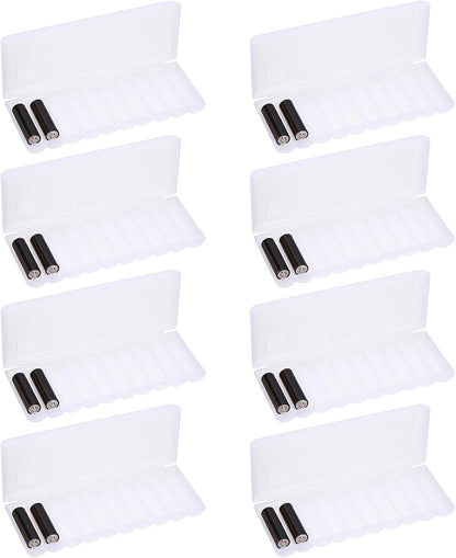 MECCANIXITY Battery Organizer Storage Box, 10 x AAA Batteries Plastic Clear Battery Storage Case Holder Garage Container Portable Organizer for Travelling, Home, Office, Garage (Pack of 2)