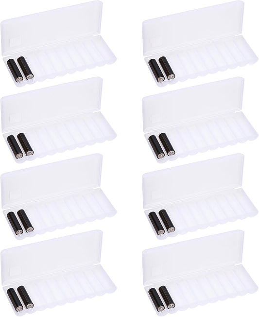 MECCANIXITY Battery Organizer Storage Box, 10 x AAA Batteries Plastic Clear Battery Storage Case Holder Garage Container Portable Organizer for Travelling, Home, Office, Garage (Pack of 2)