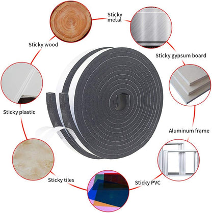 Weather Stripping Door Seal Strip for Doors and Windows, 1In x 1/8In x 33Ft x 2 Roll Foam Insulation Tape Self Adhesive,Sound Proof,Weatherstrip,Pipe Cooling, Air Conditioning Seal Strip - Colors A