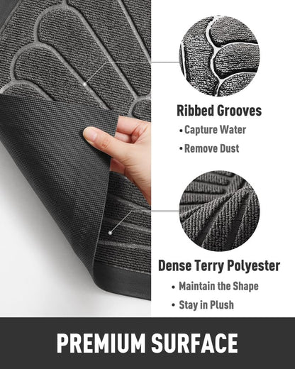 tchdio Door Mat Outdoor Indoor Entrance Doormat-Semicircular Durable Rubber Non Slip Front Door Mat for Outside Inside Entry Entryway Dirt Trapper WelcomeMat for Muddy Paws and Shoes-Black 17”x30”