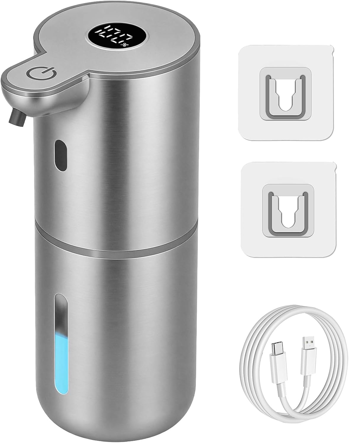 OHIFAST Automatic Foaming Soap Dispenser Touchless, USB Rechargeable Smart Hand Soap Dispenser, 6-Level Adjustable, 12.8oz/380mL Wall Mounted for Bathroom Kitchen Dish Soap-White
