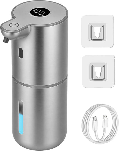 OHIFAST Automatic Foaming Soap Dispenser Touchless, USB Rechargeable Smart Hand Soap Dispenser, 6-Level Adjustable, 12.8oz/380mL Wall Mounted for Bathroom Kitchen Dish Soap-White